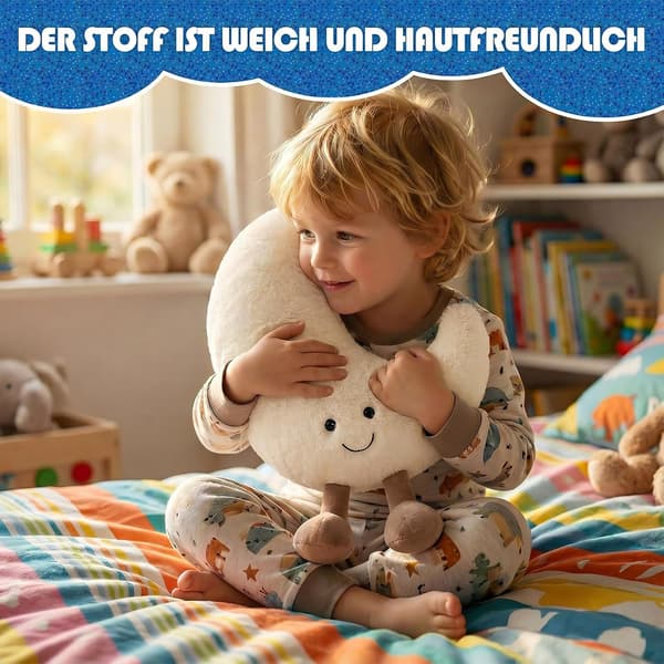 Månepute - Søt kosepute, myk månebamse, dekorative puter, stresslindring (30 cm)