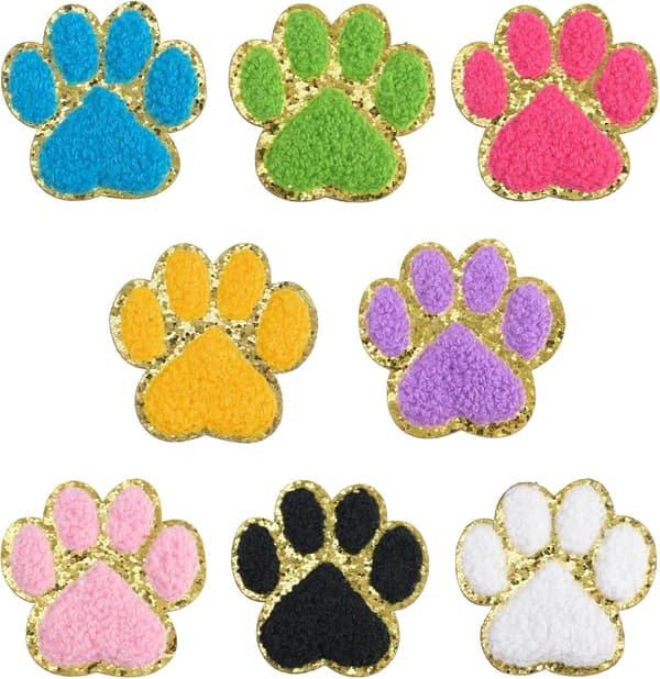 8 st Chenille Tassavtryck Lapp för Kläder Tyglappar Självhäftande Broderad Lapp för Kläder, Tyg, Skor, Väskor DIY Tillbehör
