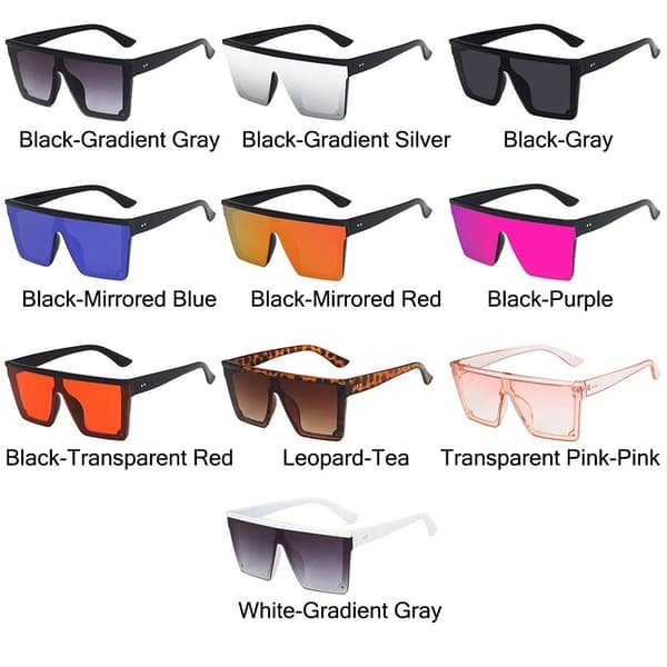 Uusi trendi, suuret yksiosaiset UV400-aurinkolasit, katukuvaus-ajolasit Black-Gradient Silver