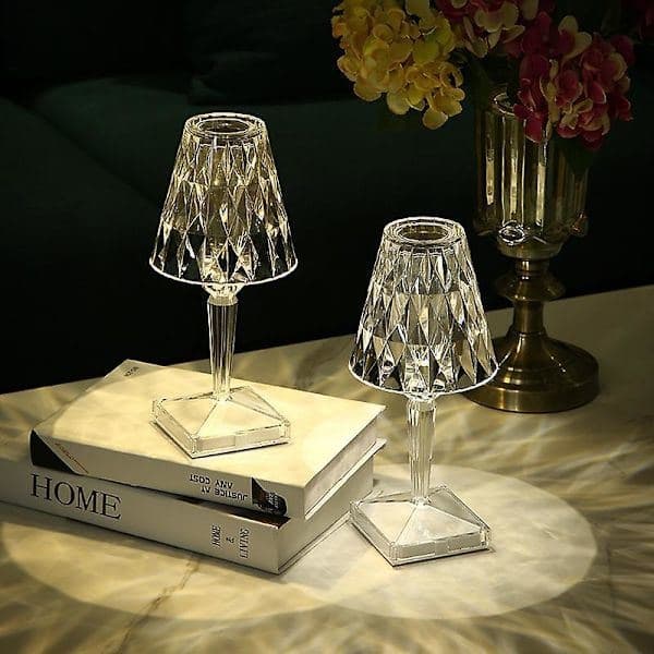Krystal Diamant USB Genopladelig Bordlampe, Berøringssensor LED Lampe til Hjemmekontor