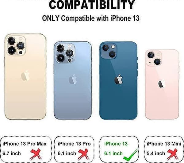 Designet til iPhone 13 Pung Etui, Blødt PU Læder Kortholder med Stand Slankt Flip Etui til iPhone 13 6.1 Tommer (Sort)