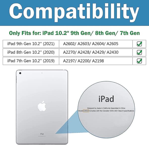 Procase-deksel til iPad Air 3 (10,5\" 2019), iPad Pro 2 (10,5\" 2017), A2123 A2152 A2153 A2154 A1701 A1709 A1852, beskyttelsesdeksel med stativfunksjon