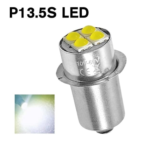 P13.5S PR2 LED DC-3V/4.5V/6V/12V/18V/24V Erstatningspære for lommelykt - Hvit