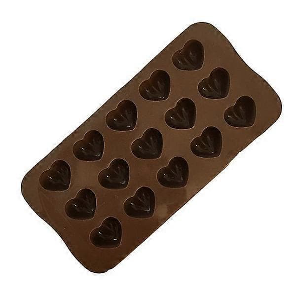 Is/Chokolade/Geleform med 15 Hjerter - Isform - Pralineform Brun