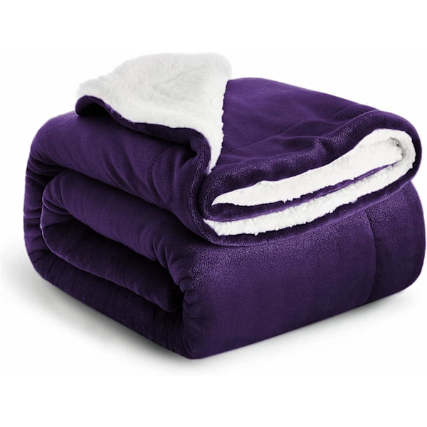 Sengetæppe, Sofatæpper, Blødt, Fluffy Tykt Tæppe, Vendbart Mikrofibertæppe Red bean paste purple