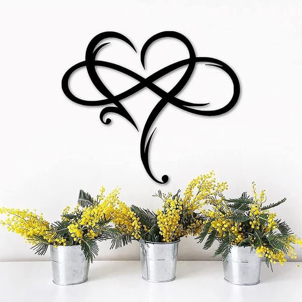 Hjärtväggdekor Metallväggkonst Järnkonstdekor Gåva Evig Kärlek Väggskulptur För Hem Sovrum 40*35CM