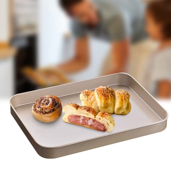 Mini Bageplade i Kulstofstål, Lille Rektangulær Ovnpande Mini Bageform til Konditori Køkken Servering (24,5 x 18,5 x 2,5 cm)