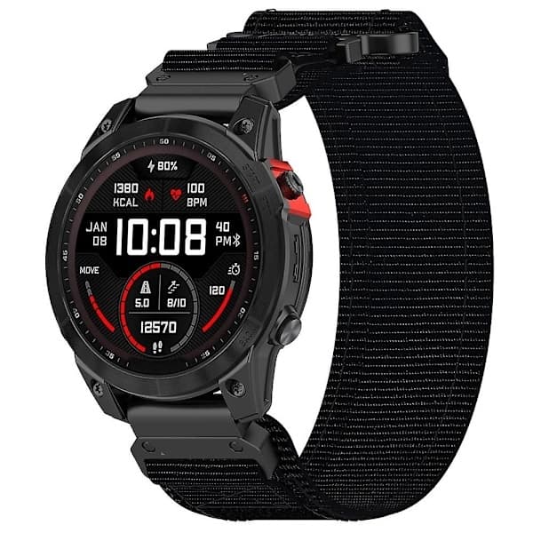 Nylonrem med selvklæbende strimmel til Garmin Fenix 7X/7X Pro/Instinct 2X/QuickFit 26mm - Grå Grå Garmin Fenix 7X