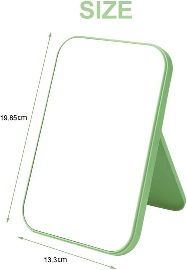 19,85 * 13,5 cm Sminkspegel, Vikbar Bordspegel Bärbar Rektangulär Sminkresespegel med Stativ, Bordspegel green