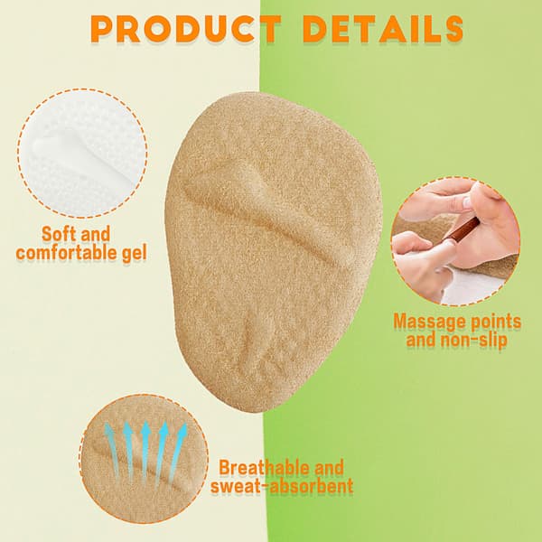 3 par mellemfodspuder til kvinder, fodpuder mod glidning til åbne sko, hælindlæg til kvinder (beige, sort, klar)
