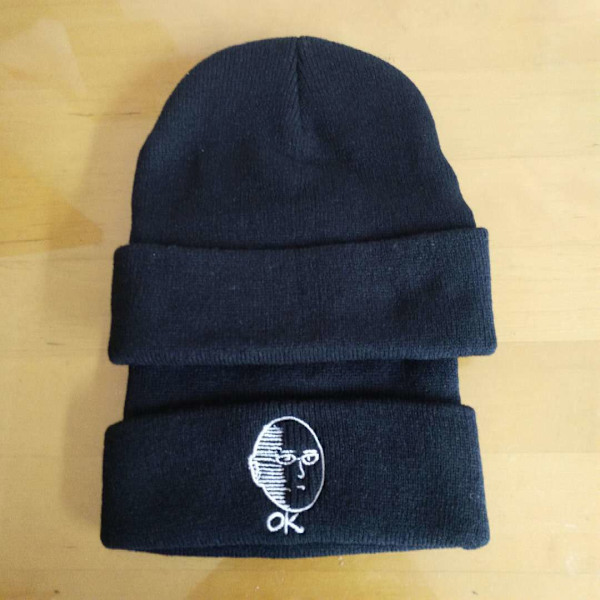 OK stickad mössa, höst- och vinterskidmössa, bomulls stickade mössor beige