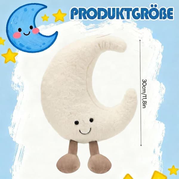 Månepute - Søt kosepute, myk månebamse, dekorative puter, stresslindring (30 cm)