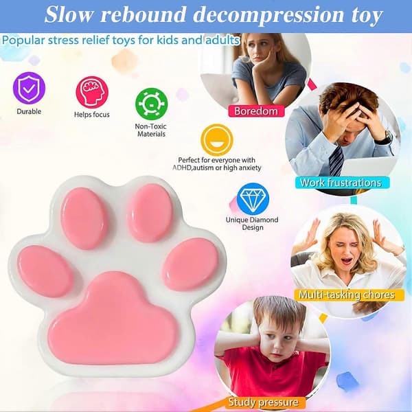 Håndlavet Taba Squishy Stor Kattefod Silikone Klemmelegetøj til Stresslindring, Kattefod Kæmpefod Squishy Sanselegetøj mod Angst og Afslapning