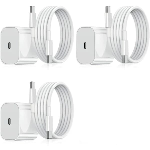 3-pak iPhone-opladere - Hurtigoplader + adapter + 20W kabel hvid, One Size iPhone NT 3-pak, USB-C sæt