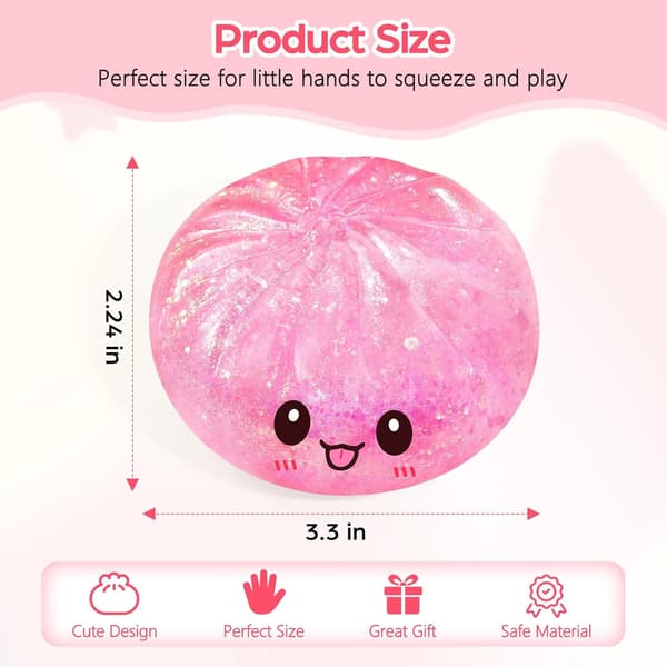 Sugar Dumpling Squishy Mystery Box, Glitter Bao Bun Klämleksak, Stressavlastande Leksak (Rosa) pink