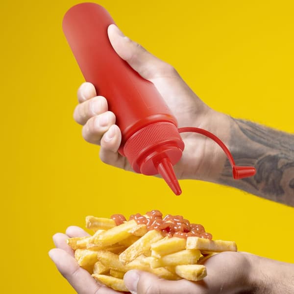 Plastflaskor med munstyckslock, 250 ml återanvändbara flaskor för kryddor, lämpliga för senap, olivolja, sylt, ketchup (250 ml)
