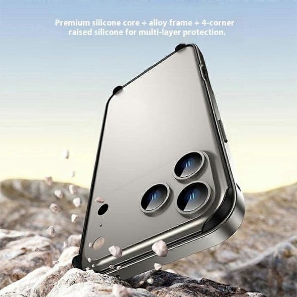 Etui til iPhone 17 Pro Hult Varmeafledende Silikone Metal Bumper Telefonetui (Sølv, Sølv)