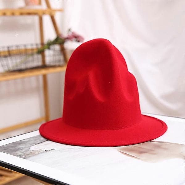Pharrell Hat Filt Fedora til kvinder og mænd, høj krone 100 % australsk uld, kamel M (56–58 cm)