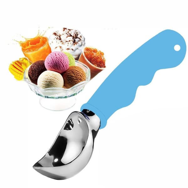 Isske, Isske i rustfrit stål med skridsikkert håndtag, Blå