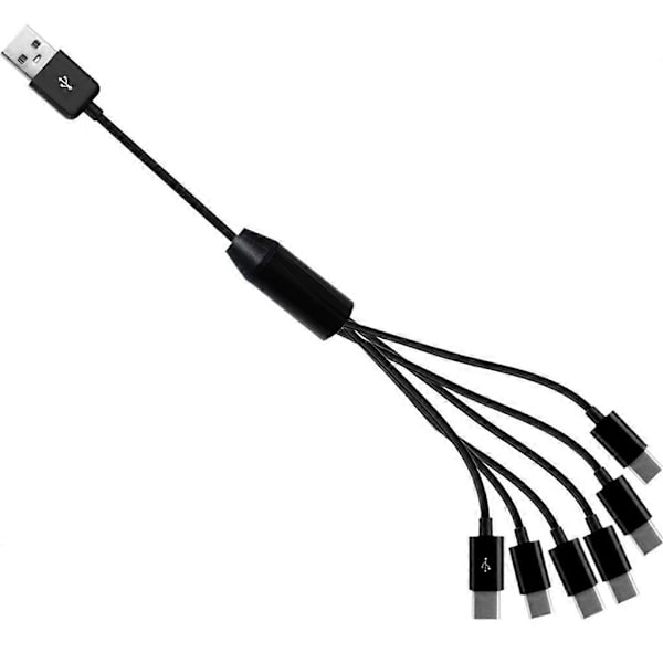 USB2.0 Type A Hann til 6 Type-C UsbC Hann Y Splitter Data Synkronisering og Ladekabel Adapter 1.5m
