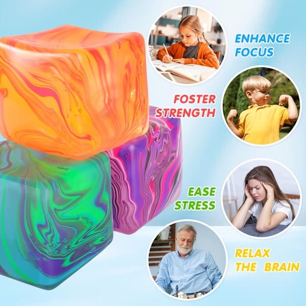 [Needoh Squishy Cube] Needoh Squishy Cube Roterende | Afslapningslegetøj med hvirvelmønster til angst ADHD autisme | Fidget sensorisk finmotorik pink pink