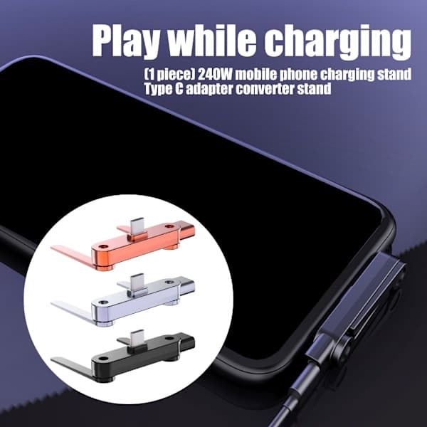 Snabbladdande 240W mobiltelefonhållare, Typ C-port, hållbar ABS-ram, silver silver