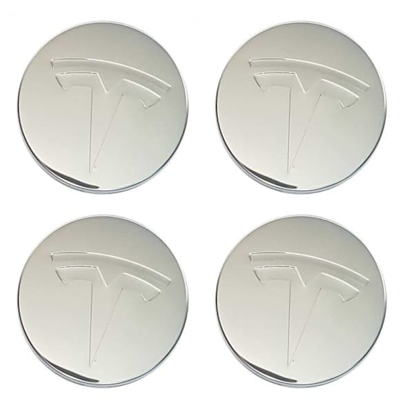 4-pak Tesla hjulkapsler, navkapsler emblem 77mm, sort røde biltilbehør Silver