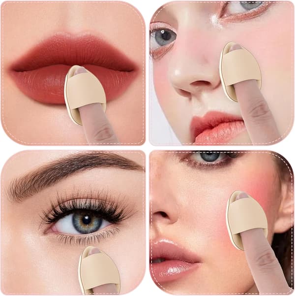 12 stk. Mini Finger Pudderkvast, Dråbeformede Makeupsvampe, Blød Setting Svamp Foundation Kosmetisk Fingerkvast Makeup Setting Våd og Tør Hud