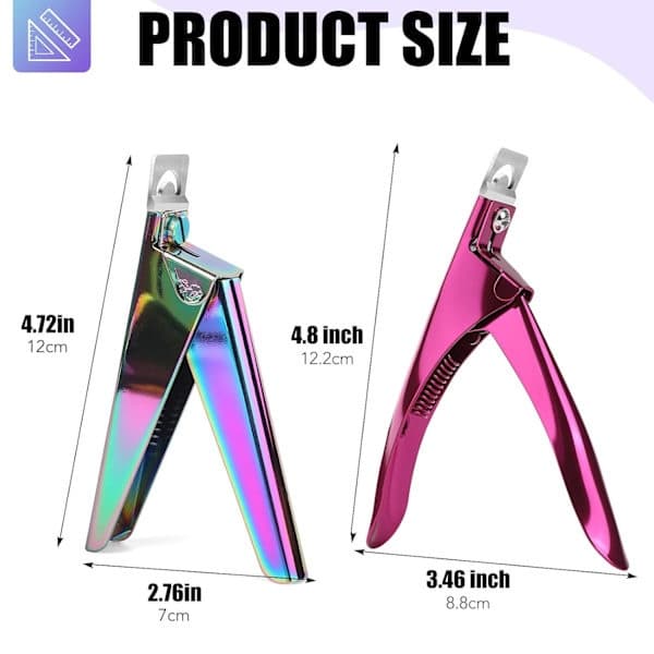 2-pack falska nagelklippare med magneter, nagelklippare i rostfritt stål (regnbåge och rosa)