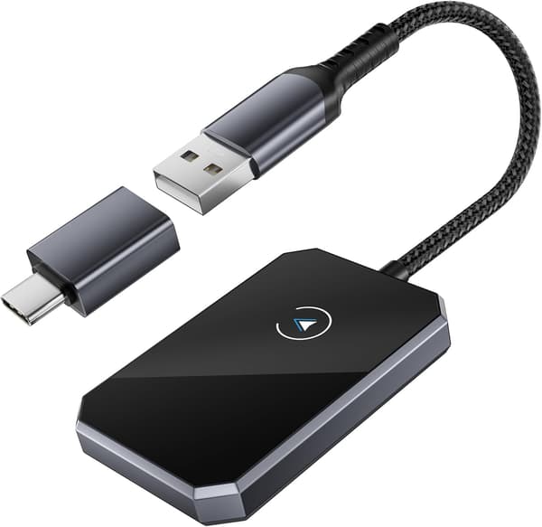 CarPlay Adapter, Trådløs Bluetooth CarPlay Plug & Play Adapter, Konverter Kablet til Trådløs til Biler Siden 2015, Apple iPhone iOS 10+, Android 11+