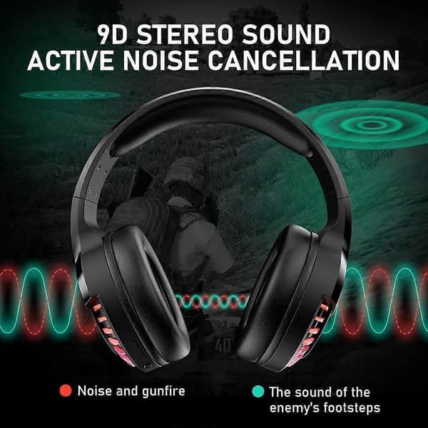 Trådløse Bluetooth-hovedtelefoner med støjreducerende HiFi Stereo Mikrofon Dyb Bas
