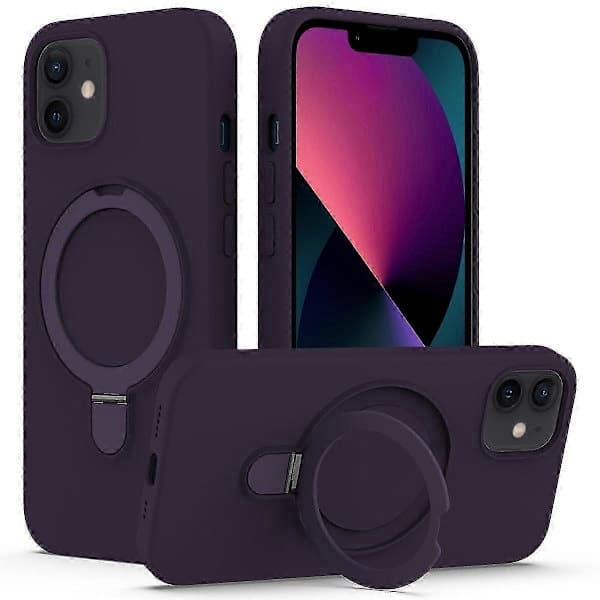 Magnetisk etui til iPhone 11 med ringstativ PC+silikone, stødsikkert telefonetui Style F