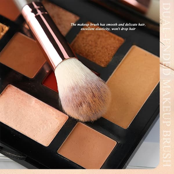 Foundation Makeupbørste - Dobbeltendede Makeupbørster til Blending af Flydende Puder, Concealer Creme Kosmetik, Blush Børste