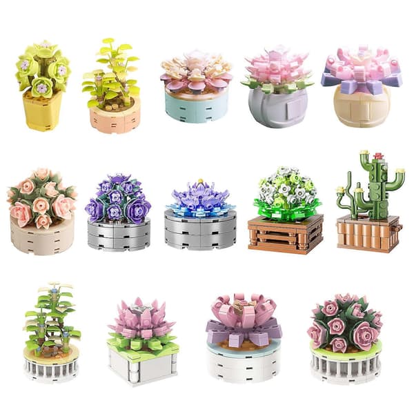 Sakura krukväxt byggstenar dekor mini byggstenar leksak monterade leksaker style 21
