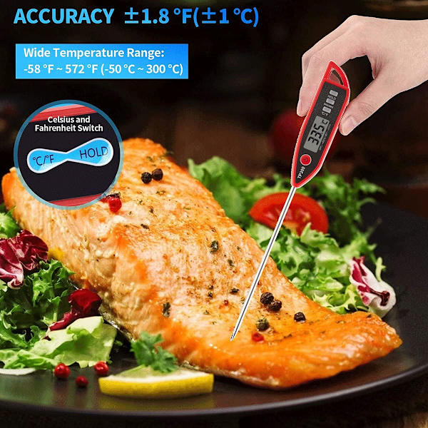 Matlagningstermometer för Kött, Termometer för Bakning, Stekning, Matlagning Bärbar Mattermometer, Röd (Röd)