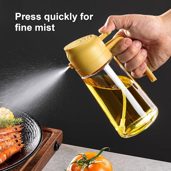 47 cl Oliedispenserflaske til køkkenet - 2-i-1 Olivenoliedispenser og oliesprøjte - 470 ml Olivenolieflaske - (Orange) Orange