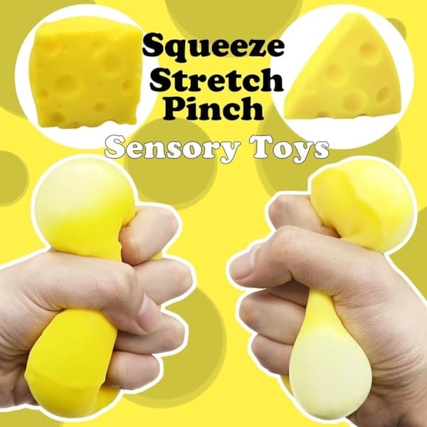 2-pak blød gul ost Squishy - 5/7 cm langsomt stigende stresslegetøj, sensorisk klemmebold og dekompressionslegetøj til børn og voksne