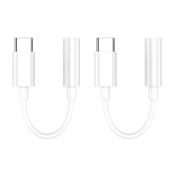 2x Adapter USB-C til 3,5 mm Hvit