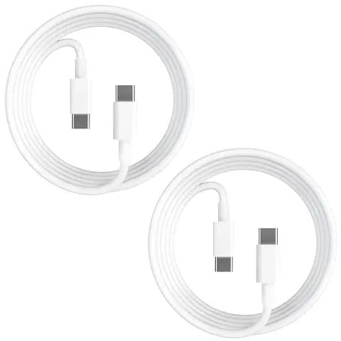 2-pack 2m iPhone 15 / 16 / 17 Laddare USB-C Till USB-C Kabel Vit white Vit