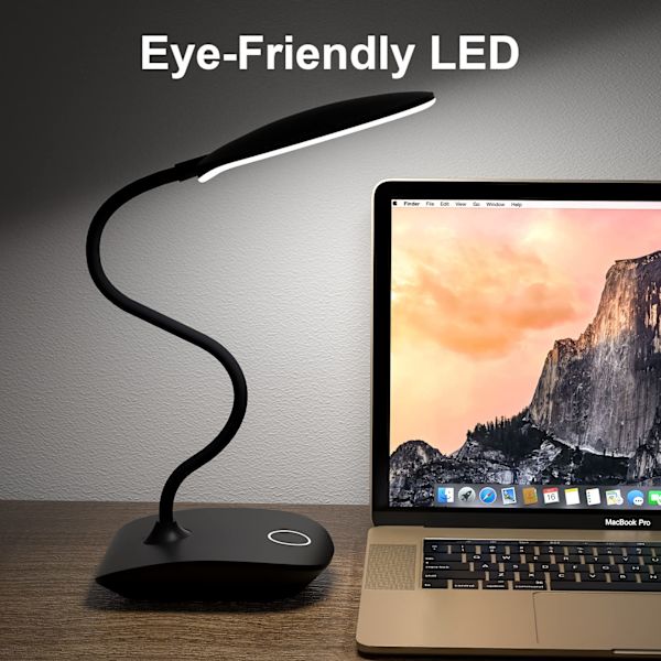 Genopladelig LED-bordlampe, 3 farvetemperaturer, foldbar, sort Black