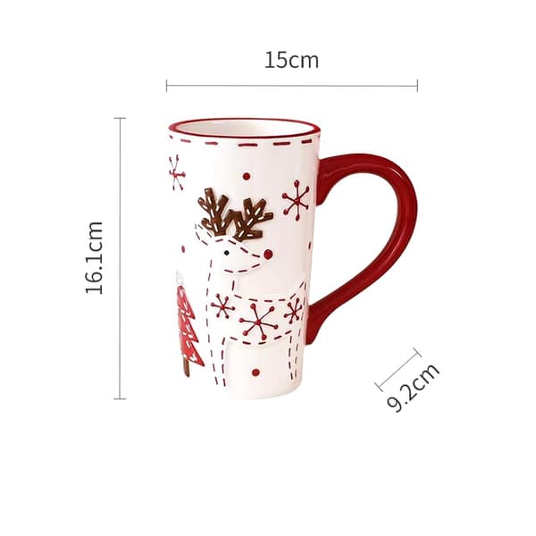 Generisk Jul- och Vintermugg, Snöflinga och Gren Design, Vit och Röd