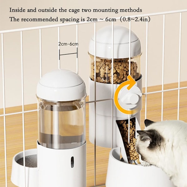 Automatiske Hængende Foderautomater til Hunde og Katte, Gravitations Foder- og Vandautomat til Kaniner, Bur Foderdispenser (Vand og Mad)