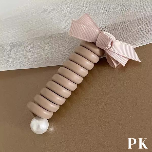 Bowknot-punotut puhelinlangalliset hiusnauhat Gray