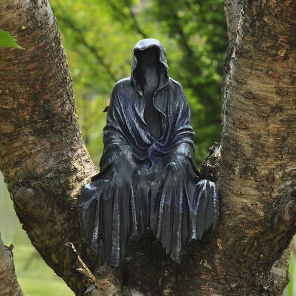 Reaping Solace The Reaper Sittende Statue Gothic Bordplate Resin