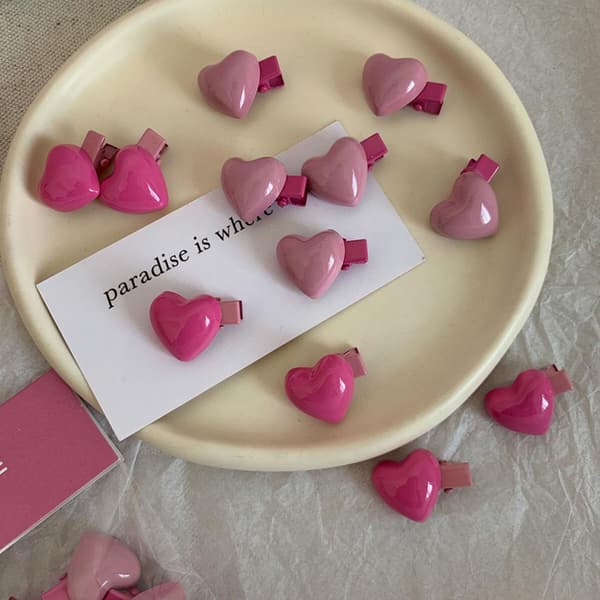 6st/ Set Peach Heart Mini Hårnålar e Sweet Pink Bangs Clip For A1
