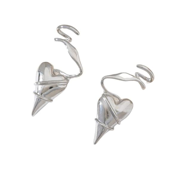Chic hjerte Huggie Hoop øreringe charme trendy mode smykker til Silver