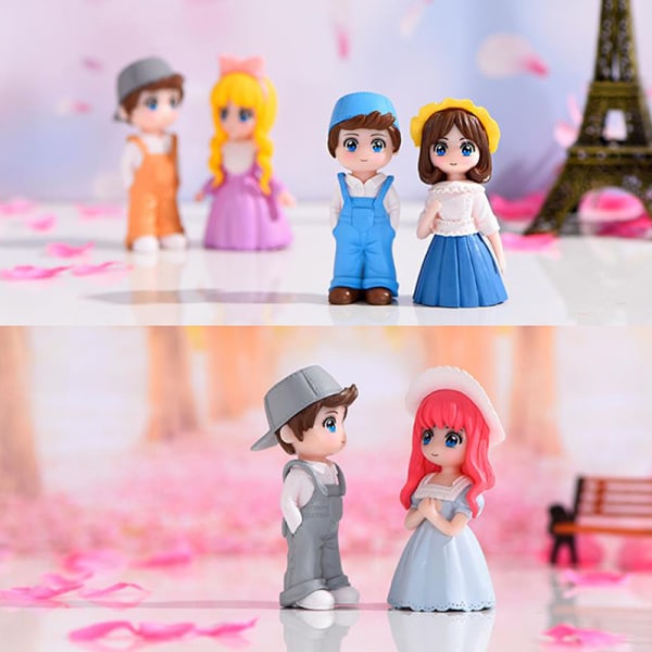 2kpl/ set Mini Boy and Girl Lovers Fairy Garden Micro Landscape Blue