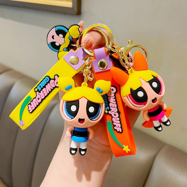 Creative Cartoon Anime nøkkelring Powerpuff Girls Doll Car Key Sc Yellow