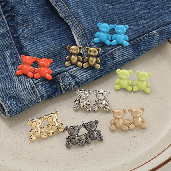 e Bear Jean Button Pins Löstagbart midjespänne Justerbar midja Black