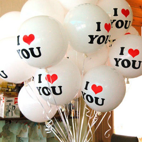 10 stk Hvid I LOVE YOU Latex Balloner Fødselsdagsfest Bryllup En